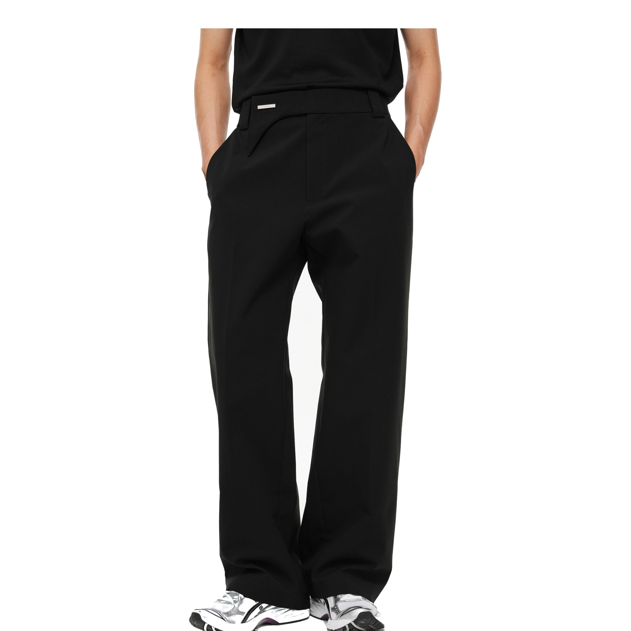 UNAWARES Black Irregular Waistband Loose Pants | MADA IN CHINA