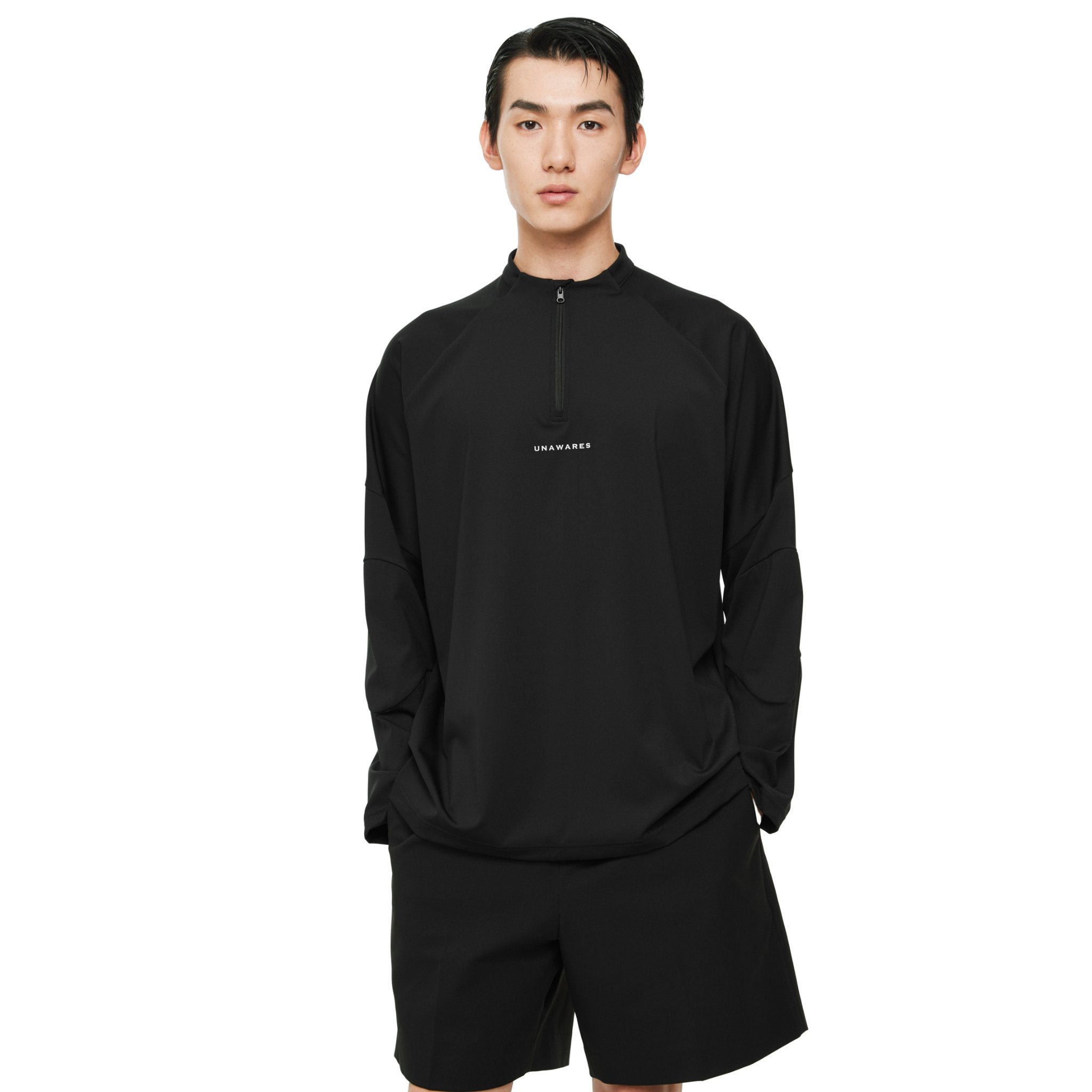 UNAWARES Black Reflective Logo Print Long Sleeve Top | MADA IN CHINA