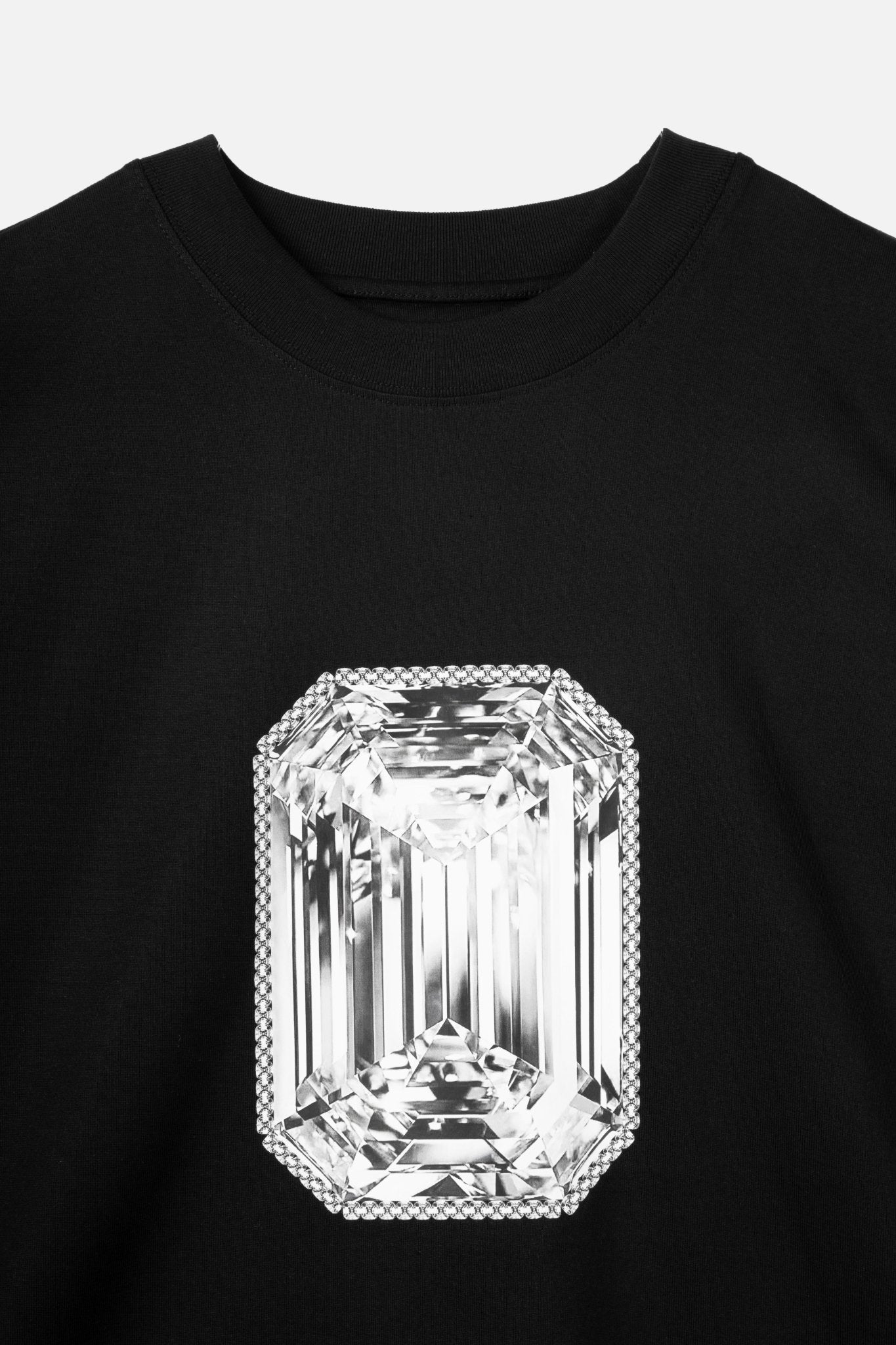 UNAWARES Black Square Diamond Pattern Loose Fit T-shirt | MADA IN CHINA