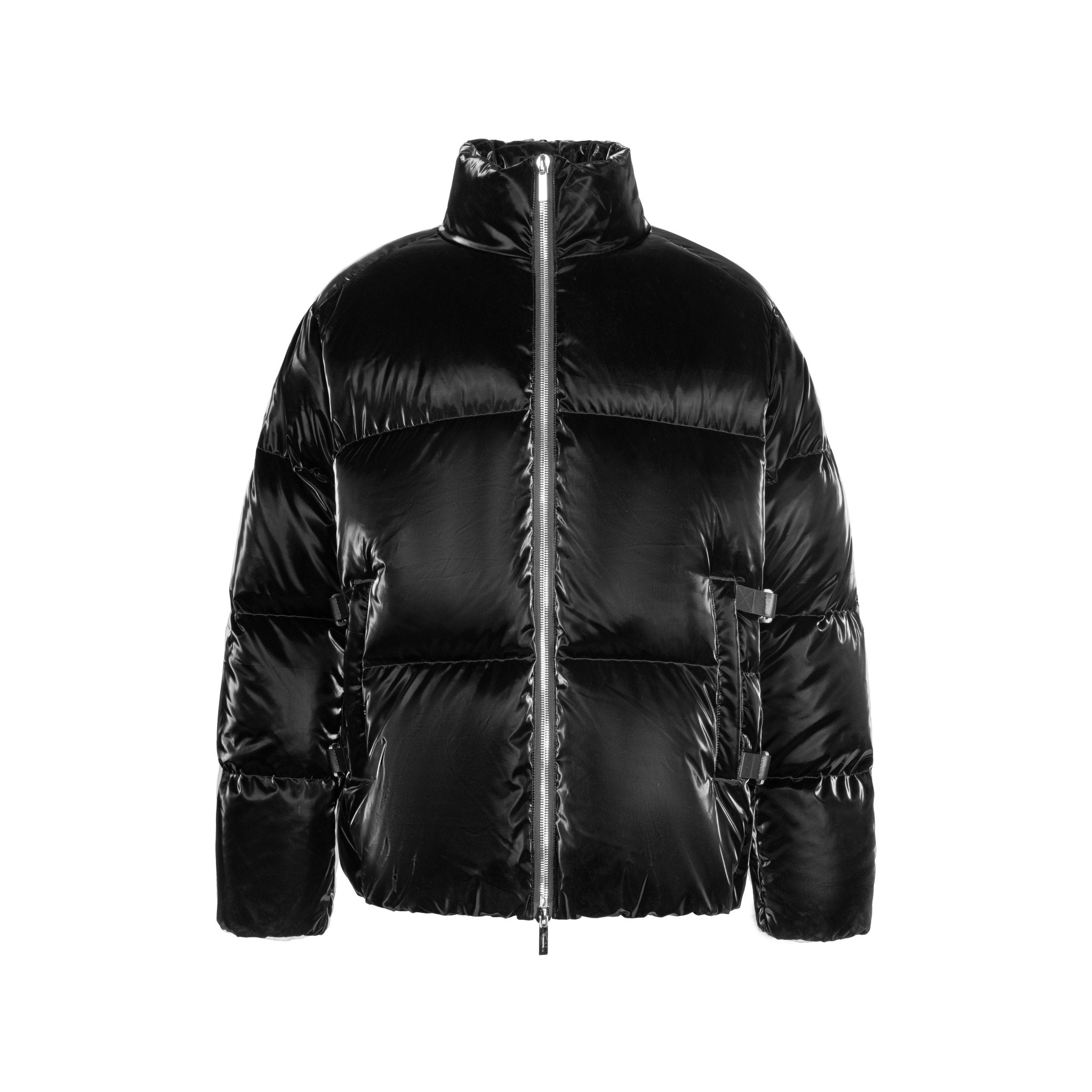 UNAWARES Black Water-Gloss Custom Buckle Down Jacket | MADA IN CHINA