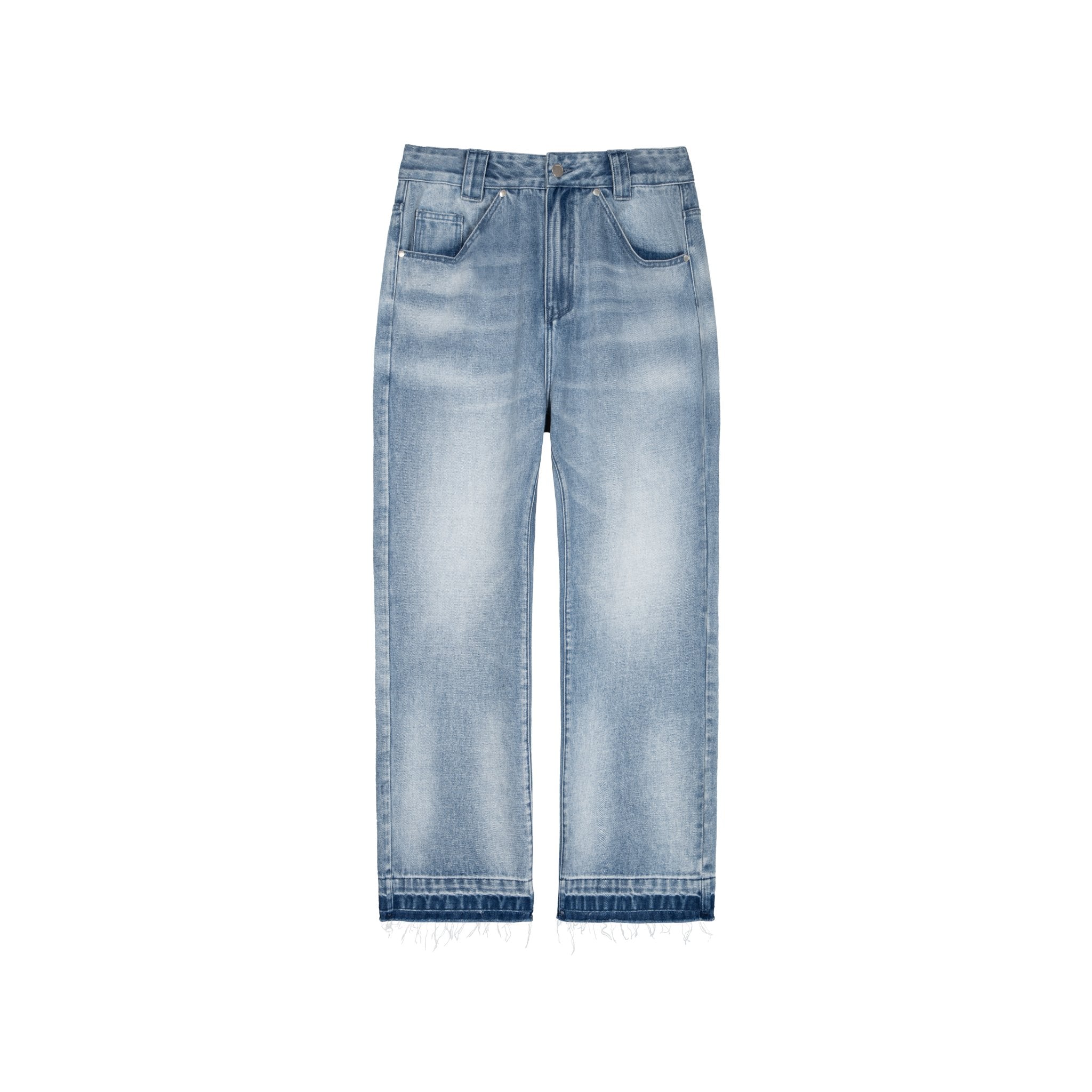 UNAWARES Blue Alien Patch Pocket Washed Denim Jeans | MADA IN CHINA