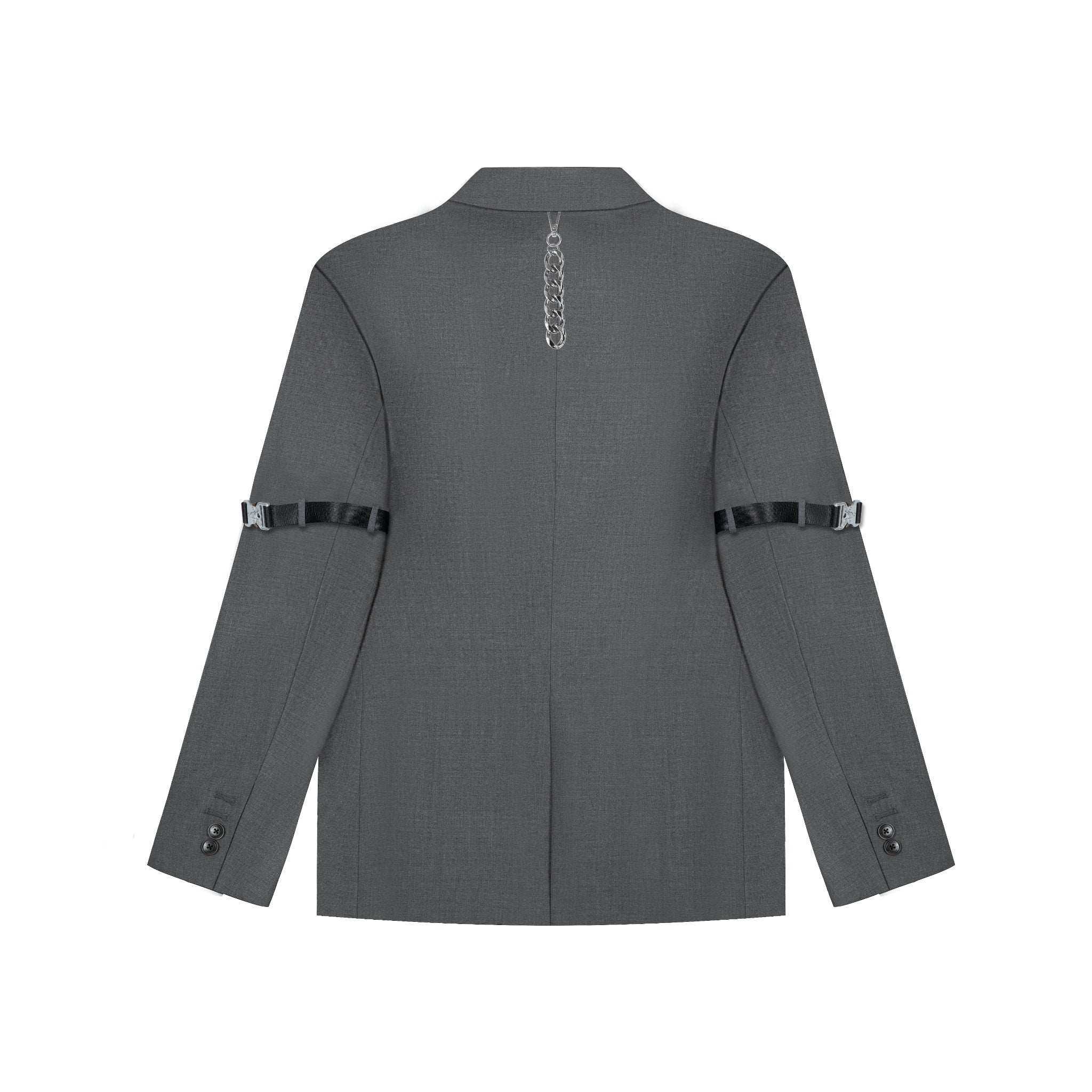 UNAWARES Grey Deconstructed Double Layer Single Breasted Suit | MADA IN CHINA