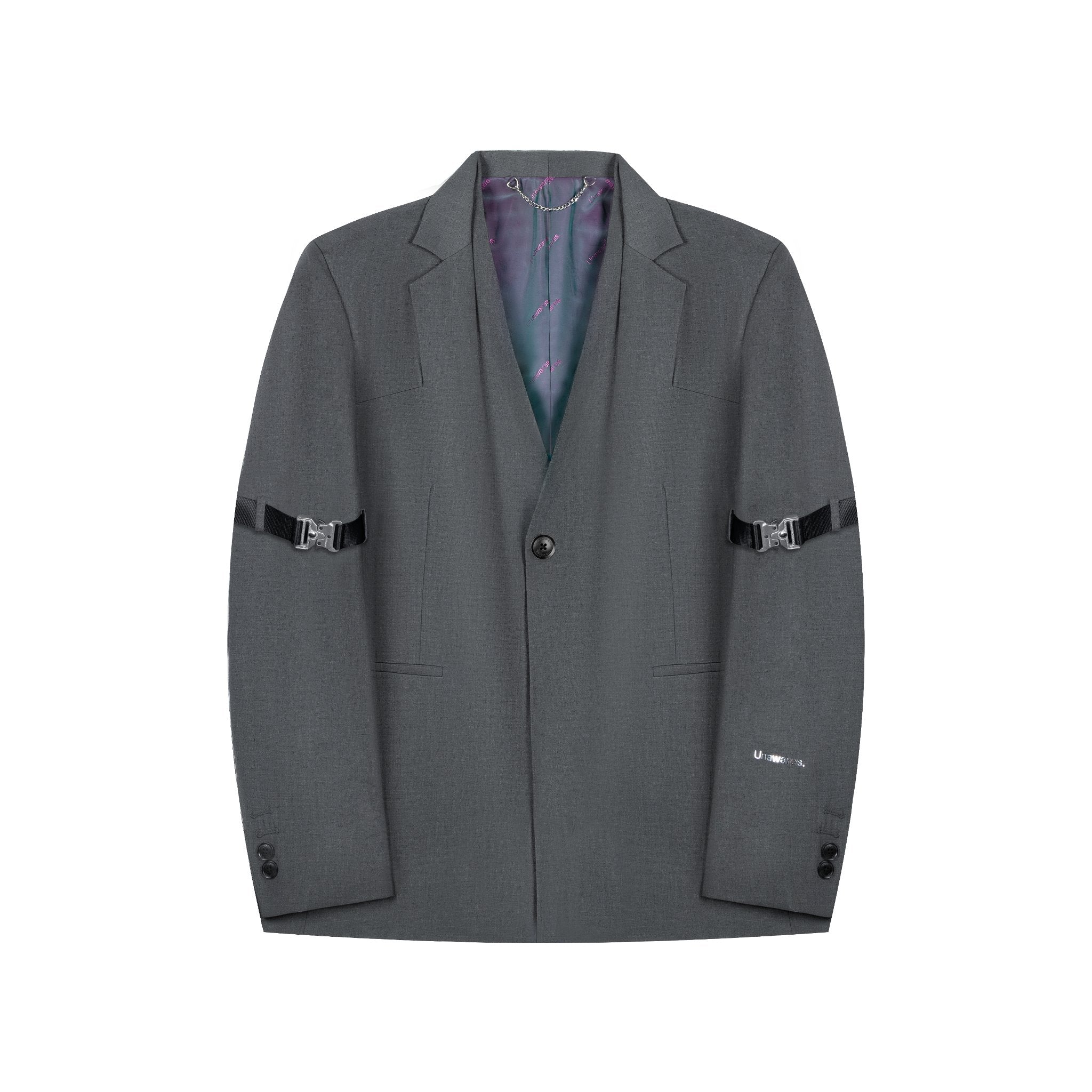 UNAWARES Grey Deconstructed Double Layer Single Breasted Suit | MADA IN CHINA