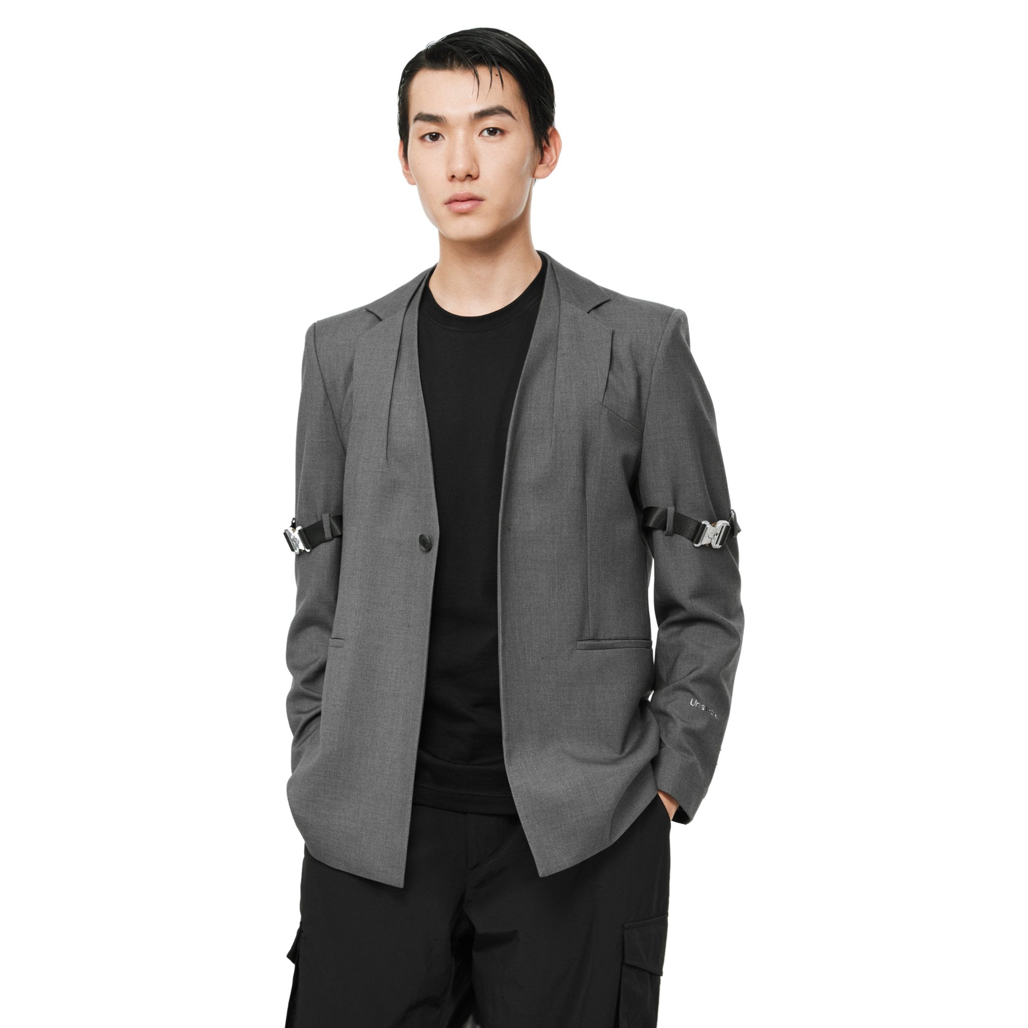 UNAWARES Grey Deconstructed Double Layer Single Breasted Suit | MADA IN CHINA