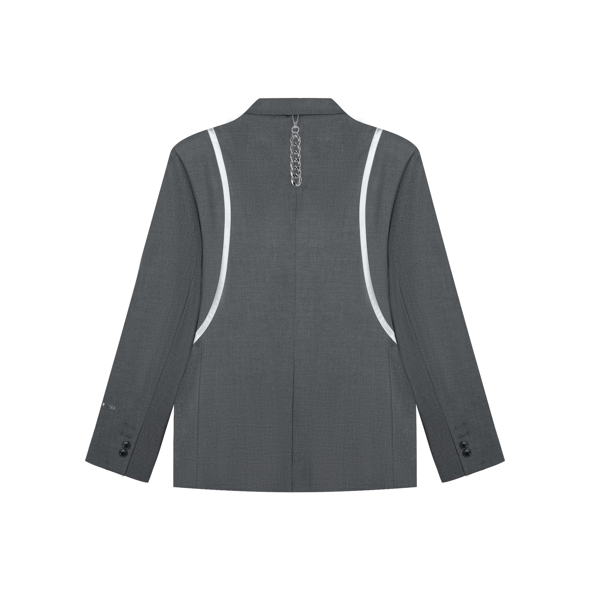 UNAWARES Grey Structured Line Spliced Double-Breasted Suit | MADA IN CHINA