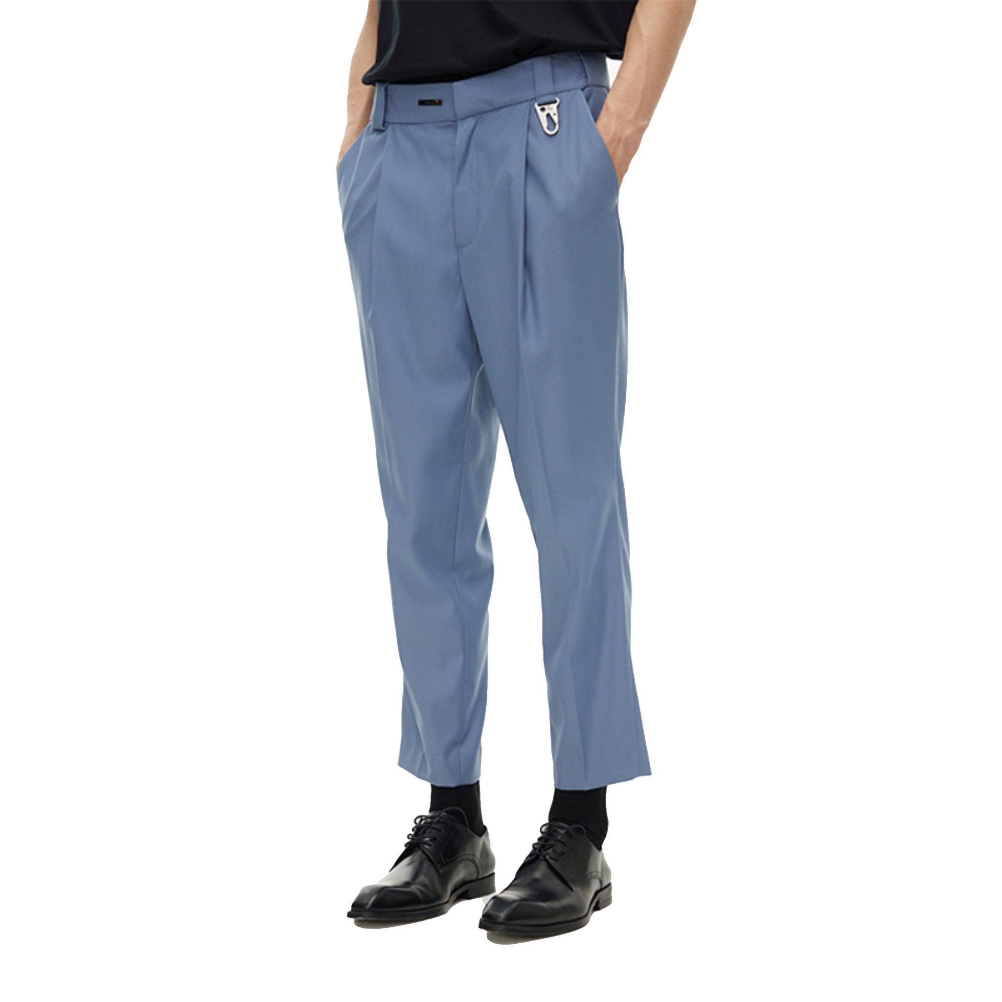 Unawares Hook Single Pleated Standard Waist Pants Blue | MADA IN CHINA