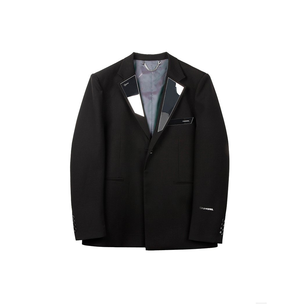 Unawares Irregular Acrylic Mirror Single Breasted Suit Black | MADA IN CHINA