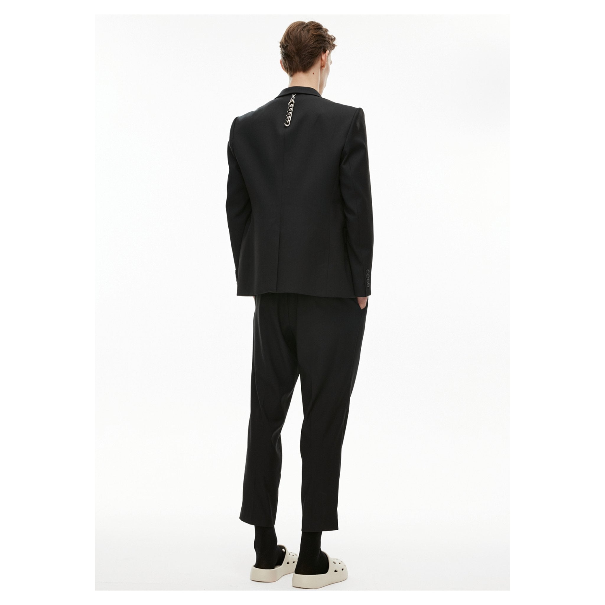 Unawares Metal Chain Classic Double Breasted Suit Black | MADA IN CHINA