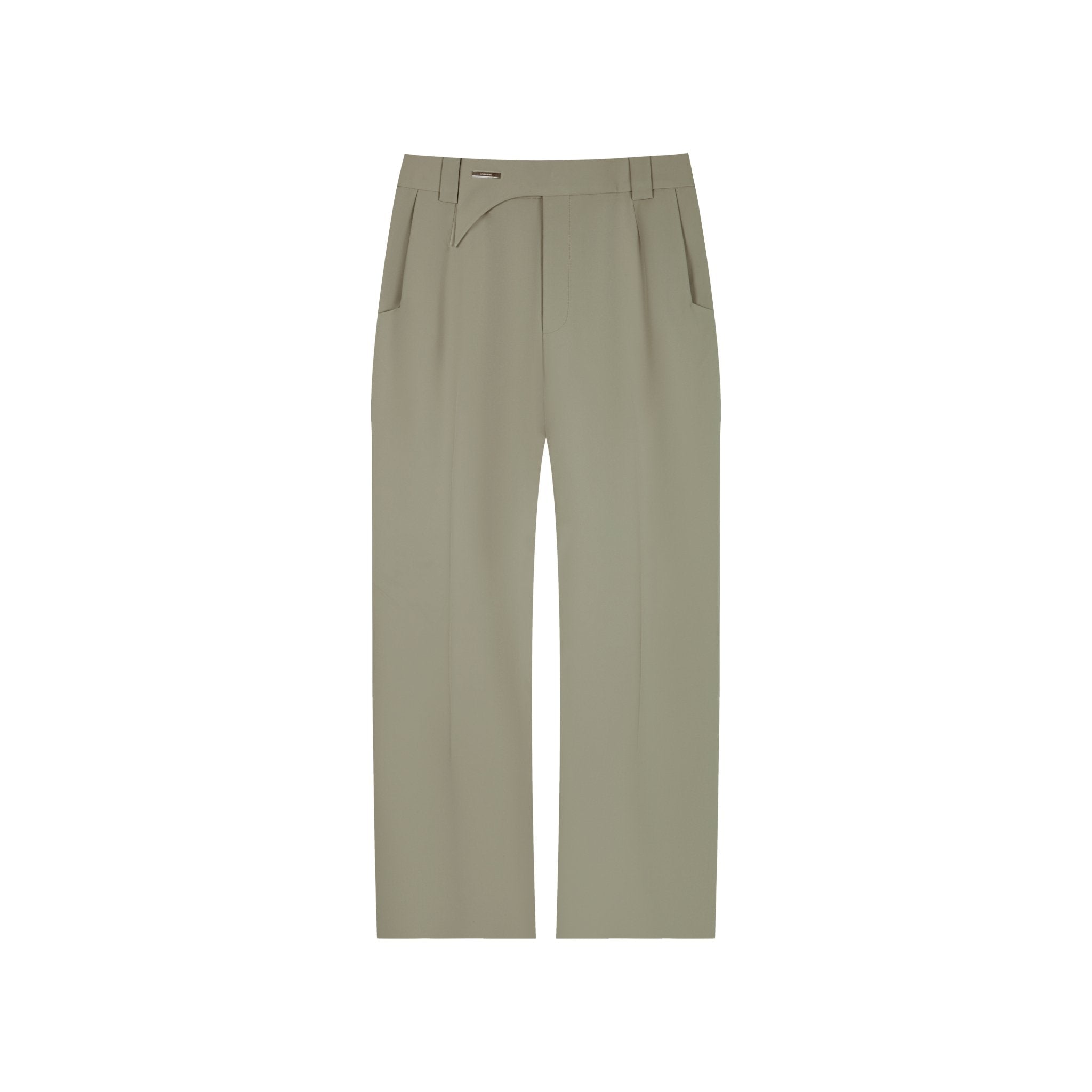 UNAWARES Olive Green Irregular Waistband Loose Pants | MADA IN CHINA